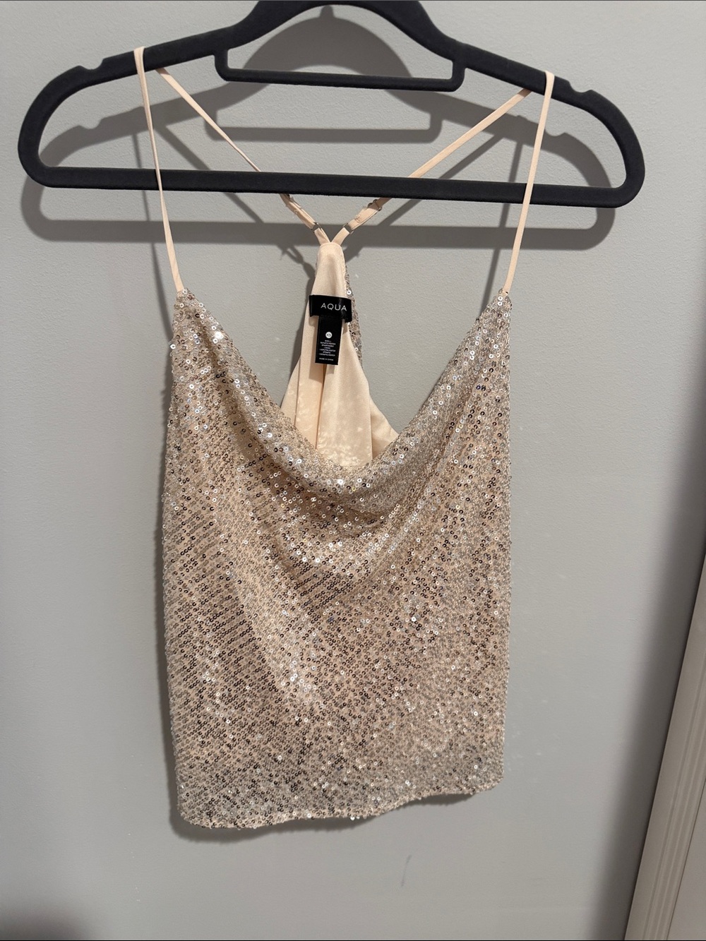 Aqua Champagne Sequin Cowl Cami